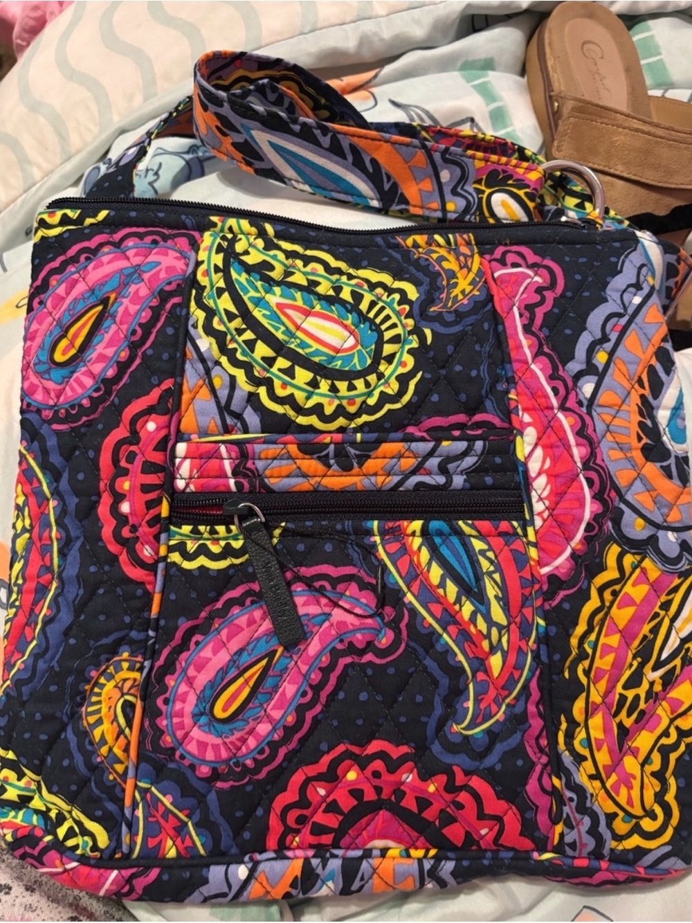 Vera Bradley Quilted Paisley Crossbody Bag - Black, Pink, Yellow, Blue, Orange
